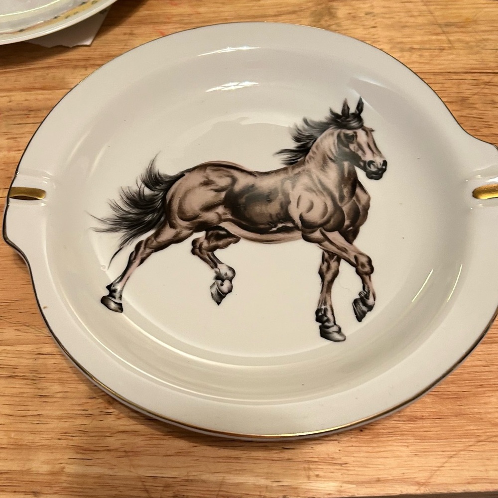 Vintage Norleans Black Dancing Horse Ashtray